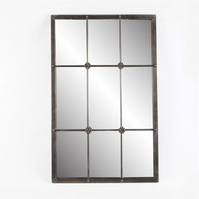 Image showing  Rustic Brown Metal Frame Windowpane Accent Wall Mirror, WHA299