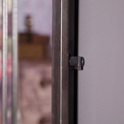 Image showing  Rustic Brown Metal Frame Windowpane Accent Wall Mirror, WHA299