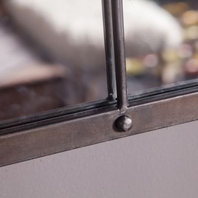 Image showing 5 th LuxenHome Rustic Brown Metal Frame Windowpane Accent Wall Mirror, WHA299