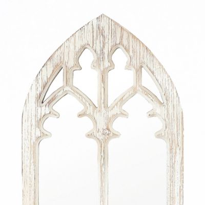 Image showing  Distressed White Wood Cathedral Framed Wall Mirror, WHA525