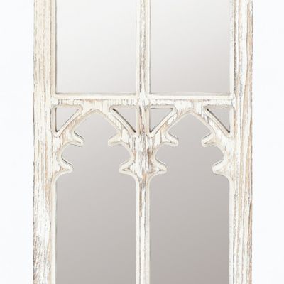 Image showing  Distressed White Wood Cathedral Framed Wall Mirror, WHA525