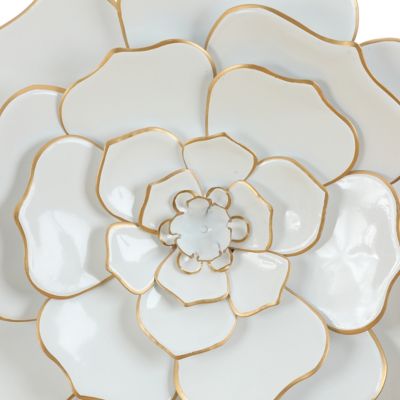 Image showing  White and Gold Flower Metal Wall Decor, 24 in.