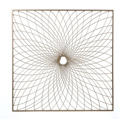 LuxenHome Gold Metal Spiral Flower Square Frame Wall Decor, WHA559