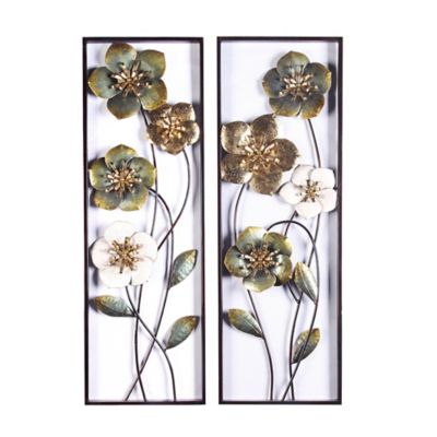 LuxenHome Metal Wild Flowers Wall Decor, 2 pc.