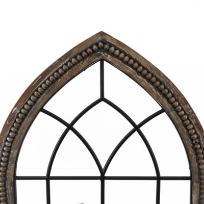 Image showing  Rustic Wood and Black Metal Arched Window Wall Decor, 46.5 in. x 24 in.