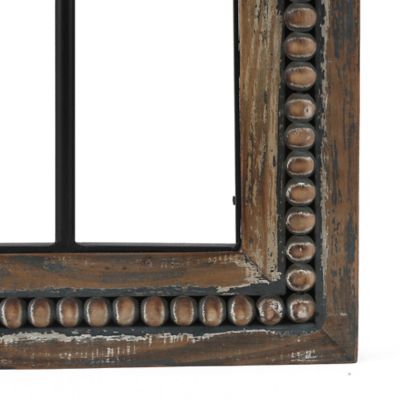Image showing 5 th LuxenHome Rustic Wood and Black Metal Arched Window Wall Decor, 46.5 in. x 24 in.