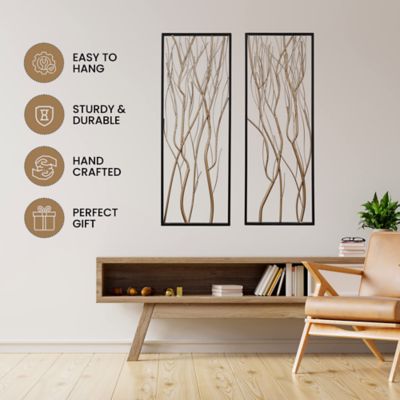 LuxenHome 2 pc. Metal Gold Branch Wall Decor, WHA930