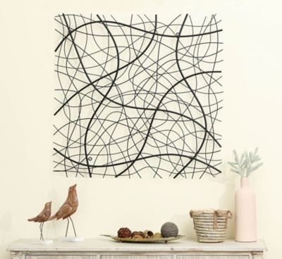 LuxenHome Large Black Abstract Square Metal Wall Decor, WHA931