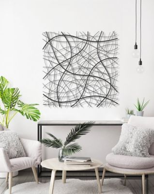 Image showing  Large Black Abstract Square Metal Wall Decor