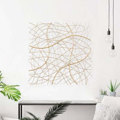 LuxenHome Square Gold Abstract Metal Wall Decor, 26.4 in.