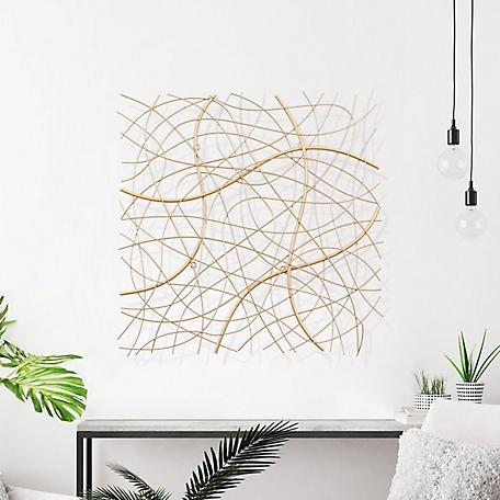 LuxenHome 26.4 in. Square Gold Abstract Metal Wall Decor, WHA932