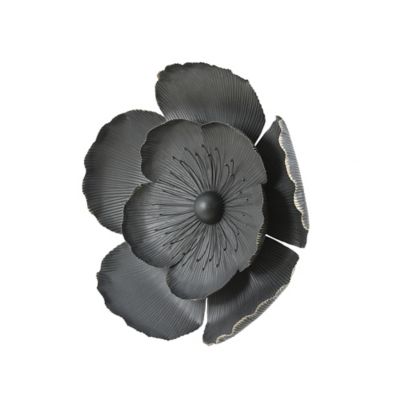 Image showing  Black with Gold Metal Flowers Wall Decor, 3 pc.