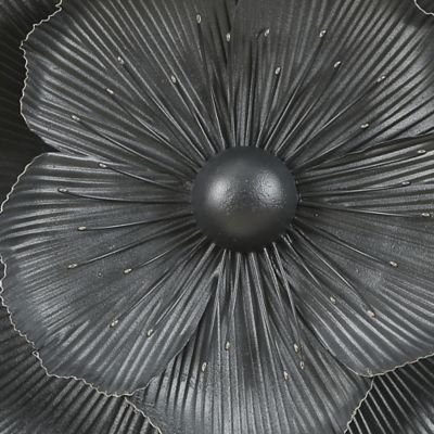 Image showing  Black with Gold Metal Flowers Wall Decor, 3 pc.