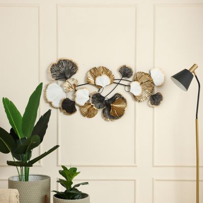 Image showing 5 th LuxenHome Metal Ginkgo Leaves Modern Wall Decor