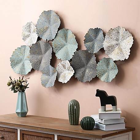 LuxenHome 48 in. Multi-Color Metal Flowers Modern Wall Decor, WHA938