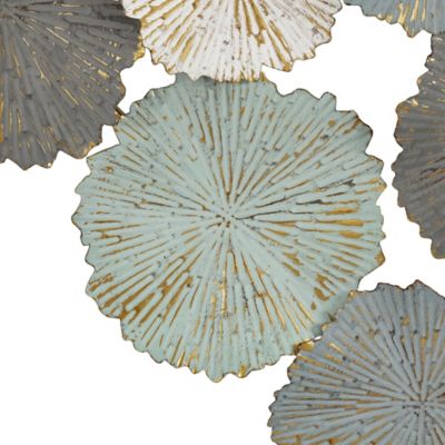 Image showing  Multicolor Metal Flowers Modern Wall Decor, 48 in.