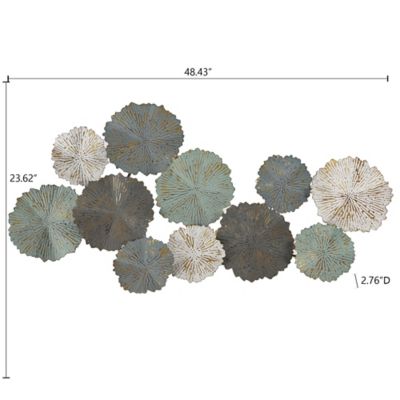 Image showing  Multicolor Metal Flowers Modern Wall Decor, 48 in.