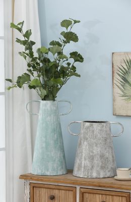 Image showing  Farmhouse Metal Vases, Blue/Gray, 2 pc.
