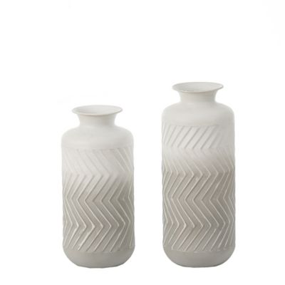 LuxenHome Set of 2 Gray and White Metal Bottle Vases, WHD1463