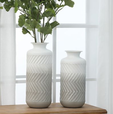 Image showing  Metal Bottle Vase Set, Gray/White, 2 pc.