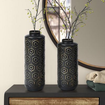 Image showing  Metal Bottle Vase Set, Black/Gold, 2 pc.