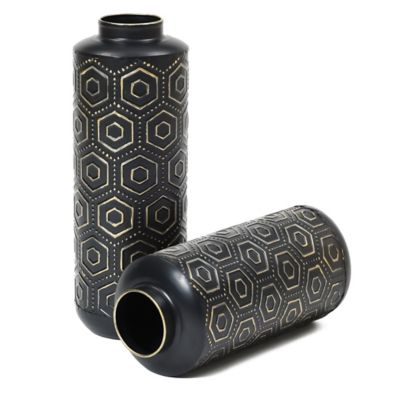 Image showing  Metal Bottle Vase Set, Black/Gold, 2 pc.