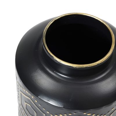 Image showing 6 th LuxenHome Metal Bottle Vase Set, Black/Gold, 2 pc.