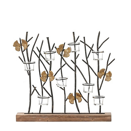 LuxenHome Metal Nature Branches Tabletop Tea Light Holder, WHD1471