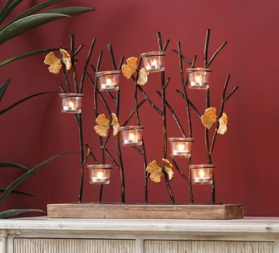 Image showing  19 in. Metal Nature Branches Tabletop Tea Light Holder