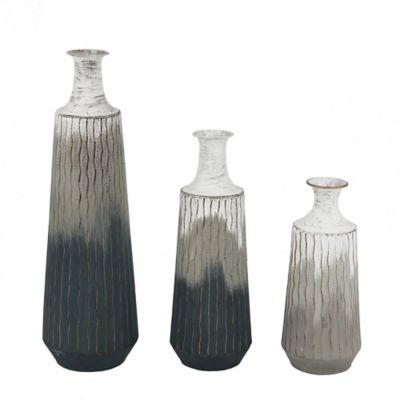 LuxenHome Set of 3 Multi-Color Ombre Metal Bottle Vases, WHD939