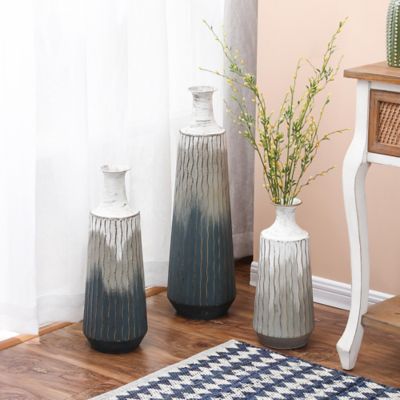 Image showing 1 th LuxenHome Ombre Metal Bottle Vase Set, Multicolor, 3 pc.