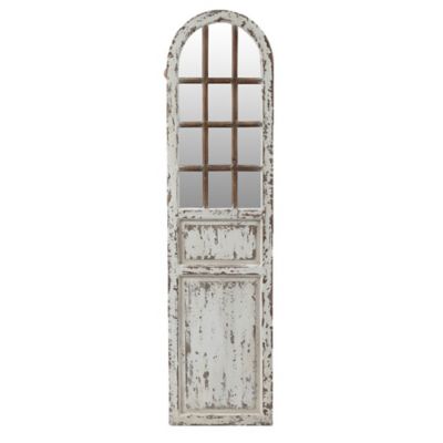 LuxenHome Distressed White Wood Farmhouse Door Wall Mirror, WHIF775