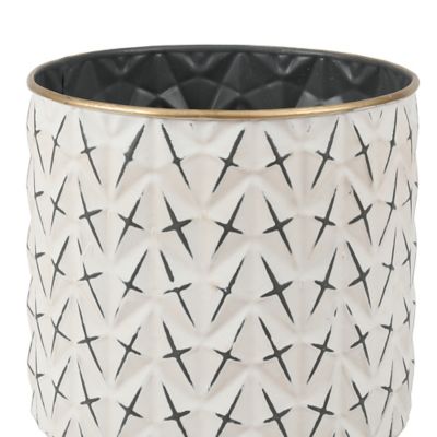 Image showing  Assorted Distressed Metal Cachepot Planters with Legs, White/Black, 3-Pack