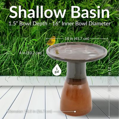 Image showing  21 in. Subtle Transitions UV/Frost-Resistant Ceramic Bird Bath, Gray