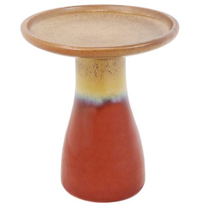 Sunnydaze Decor 18 in. Glazed Ceramic Outdoor Bird Bath, Lemon Cognac
