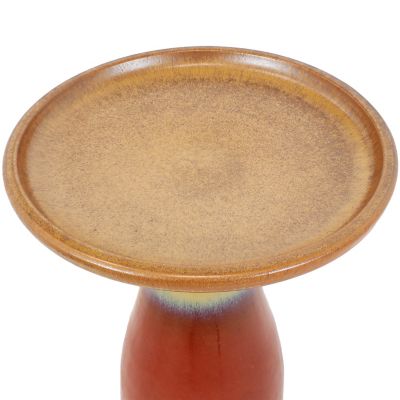 Image showing  18 in. Glazed Ceramic Outdoor Bird Bath, Lemon Cognac