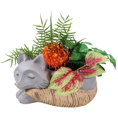 Sunnydaze Decor Finley the Fox Planter Statue - Indoor/Indoor Decorative Figurine - 12 in.