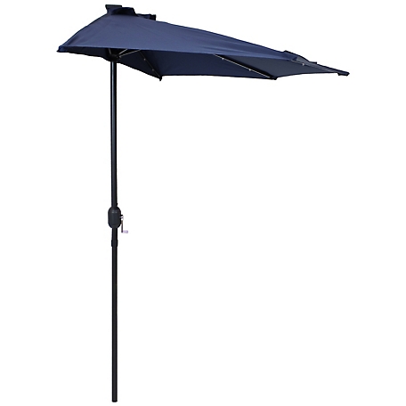 Sunnydaze Decor 106 in. Solar Wall Umbrella with LED Lights