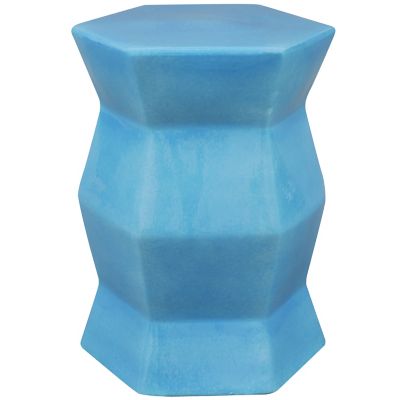 Sunnydaze Decor Moderno Geometric Ceramic Decorative Garden Stool, Moonstone