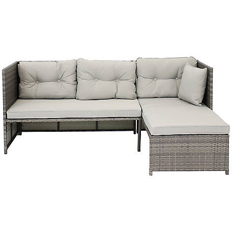 Sunnydaze Decor 2 pc. Longford High-Back Rattan Chaise Sofa Patio Sectional Furniture Set