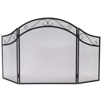 Sunnydaze Decor 26 in. Steel Elegant Scroll 3-Panel Fireplace Screen