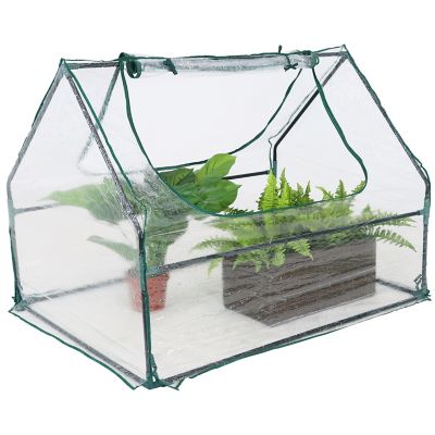 Sunnydaze Decor Mini Greenhouse with 2 Zippered Side Doors - 4' x 3' - Clear