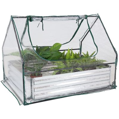 Sunnydaze Decor 34.5 x 51in. Clear Steel Raised Garden Bed and Greenhouse Kit