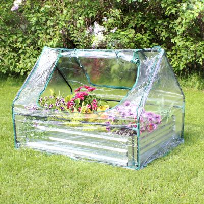 Image showing  34.5 x 51in. Clear Steel Raised Garden Bed and Greenhouse Kit