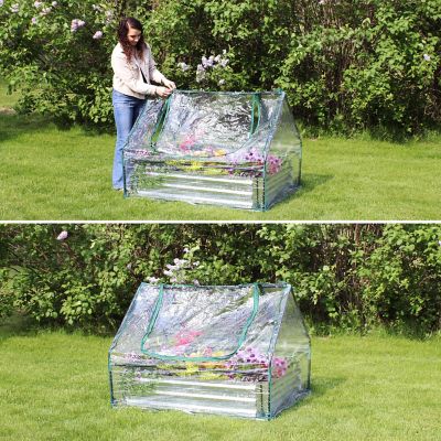 Image showing  34.5 x 51in. Clear Steel Raised Garden Bed and Greenhouse Kit