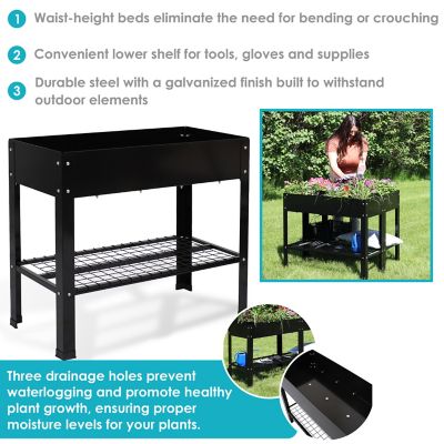Image showing  Steel Raised Garden Bed with Mesh Shelf, 35.75 x 16 x 31.75in.