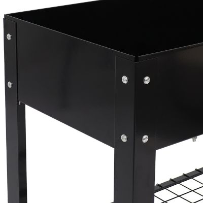 Image showing  Steel Raised Garden Bed with Mesh Shelf, 35.75 x 16 x 31.75in.