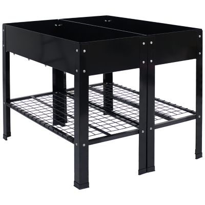 Image showing  Steel Raised Garden Bed with Mesh Shelf, 35.75 x 16 x 31.75in.