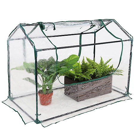 Sunnydaze Decor 4 ft. x 2 ft. Clear PVC Mini Greenhouse with 2 Side Doors