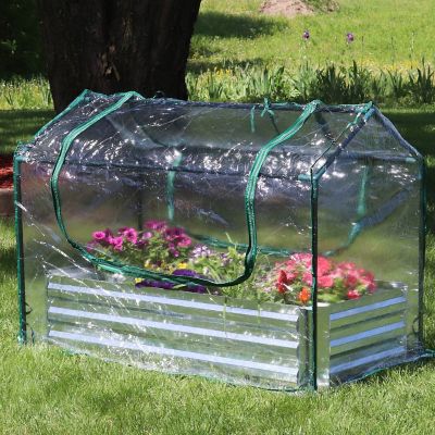 Image showing  Clear Steel Raised Garden Bed and Greenhouse Kit, 27 x 50in.
